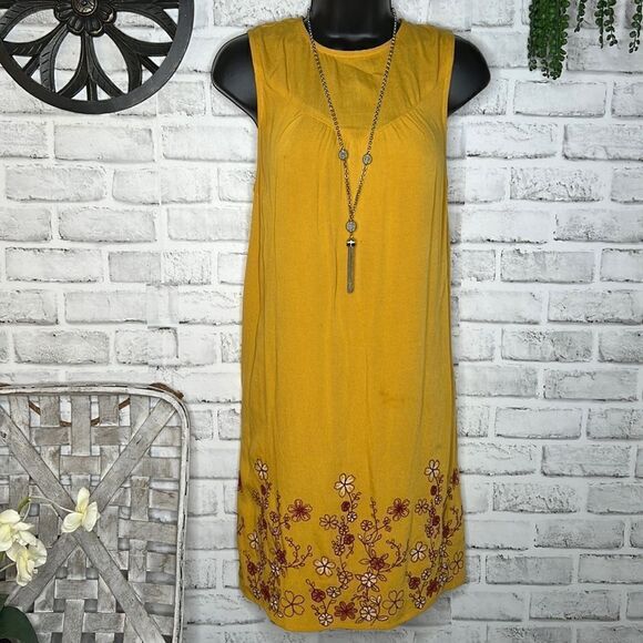 Blue Rain Anthropologie Golden Embroidered Dress Boho Hippie Size XXS - Picture 6 of 11